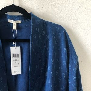 NWT Eileen Fisher Blue Printed Kimono Jacket S